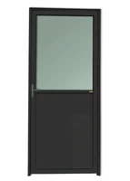 Porta Lambri e Meio Vidro Alumínio Preto Esquerda 210x80x4,6cm Super 25