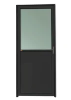 Porta Lambri e Meio Vidro Alumínio Preto Direita 210x90x4,6cm Super 25