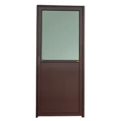 Porta Lambri e Meio Vidro Alumínio Corten Esquerda 210x80x4,6cm Super 25