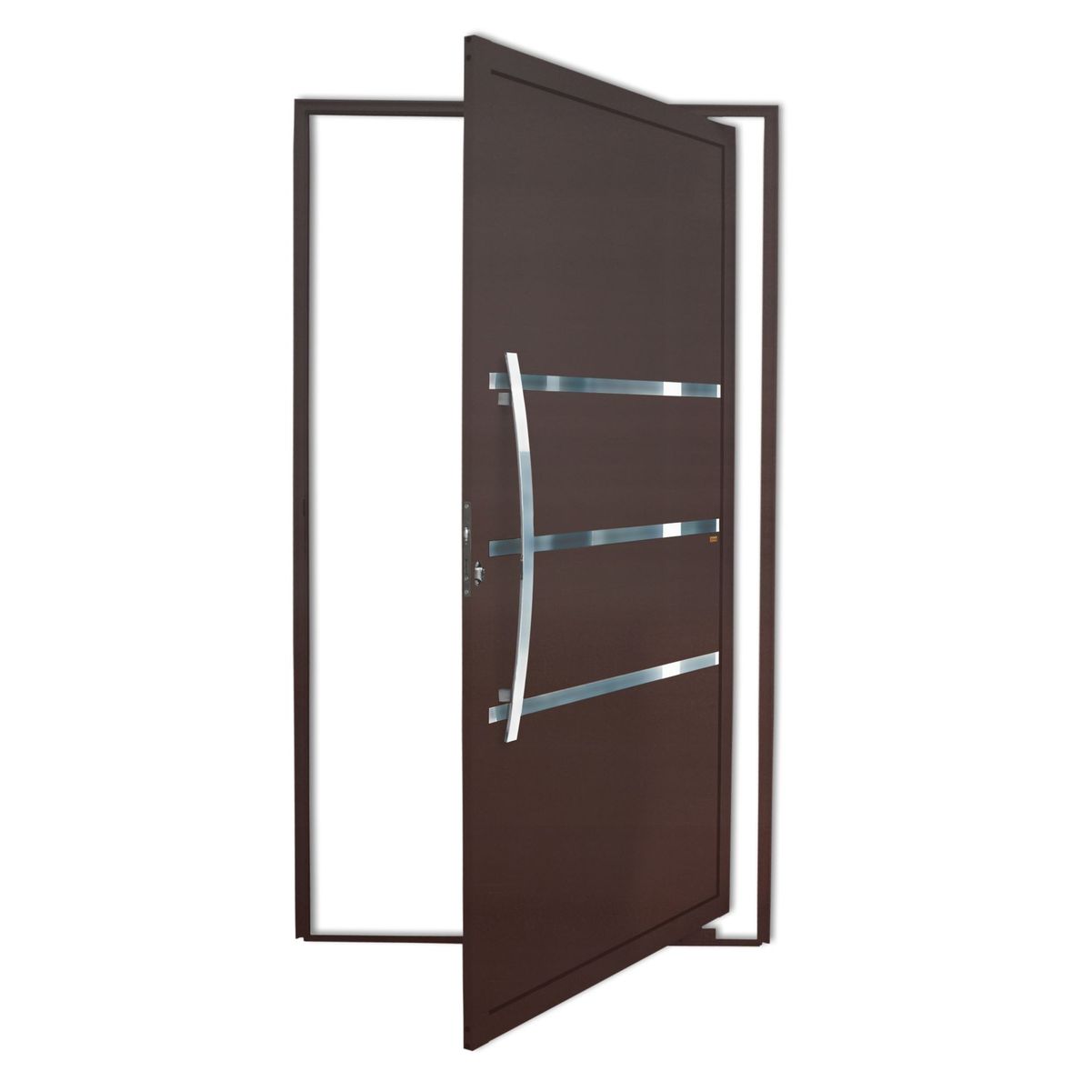 Porta Pivotante e Friso Alumínio Corten Esquerda 210x120x4,6cm Evolution, marca Brimak - Foto Principal