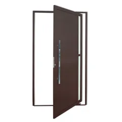 Porta Pivotante e Visor Alumínio Corten Esquerda 210x120x4,6cm Visione