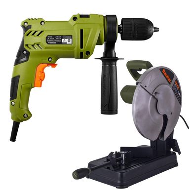 Kit 1 Serra Policorte 220V Verde + 1 Furadeira 13Mm PC500ID (1/2) 500W 127V Bauker
