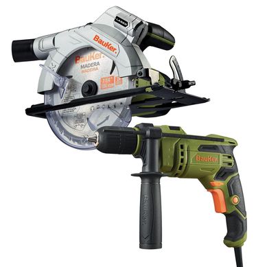 Kit 1 Serra Circular 71/4 3285D 1300W 220V + 1 Kit Furadeira 13mm (1/2) 650W 50 Peas Bauker