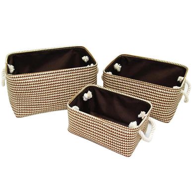 Conjunto 3 Cestos Bege e Marrom Just Home Collection