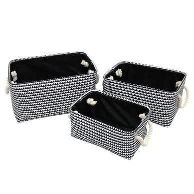Conjunto 3 Cestos Branco e Preto Just Home Collection