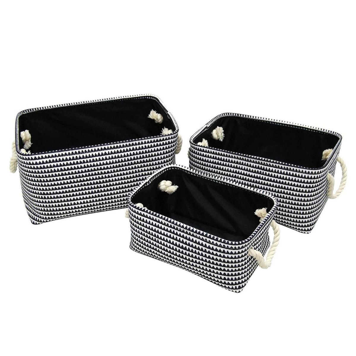 Conjunto 3 Cestos Branco e Preto Just Home Collection, marca Just Home Collection - Foto Principal