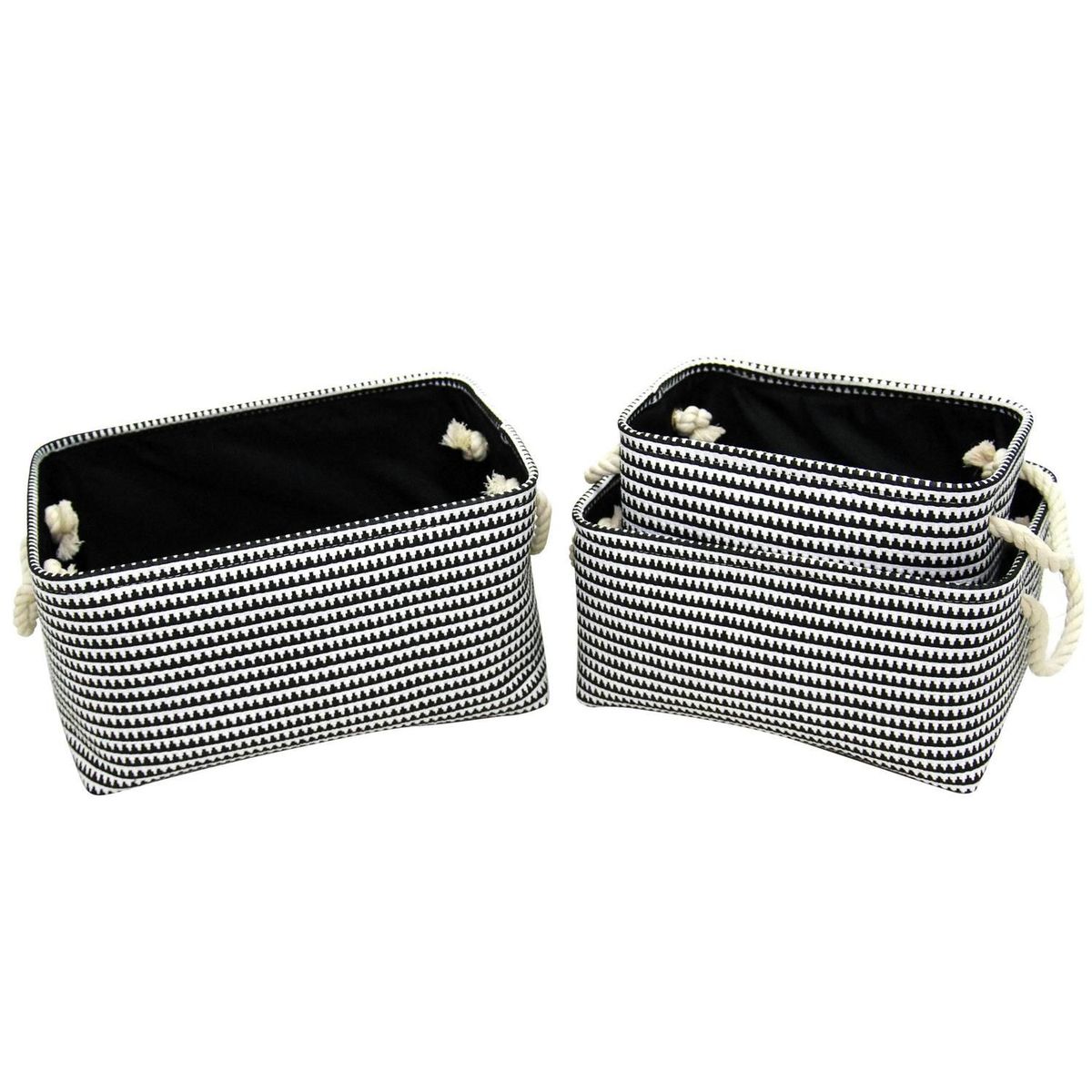 Conjunto 3 Cestos Branco e Preto Just Home Collection, marca Just Home Collection - Foto 2