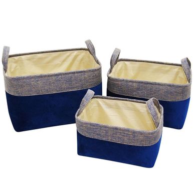 Conjunto 3 Cestos com Alas Azul Just Home Collection
