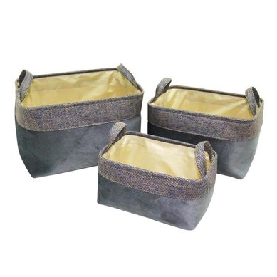 Conjunto 3 Cestos com Alas Cinza Just Home Collection