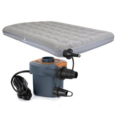 Kit 1 Colcho Inflvel de Casal 22x137x191cm Cinza + 1 Bomba de Ar Eletrica 110V Bestway