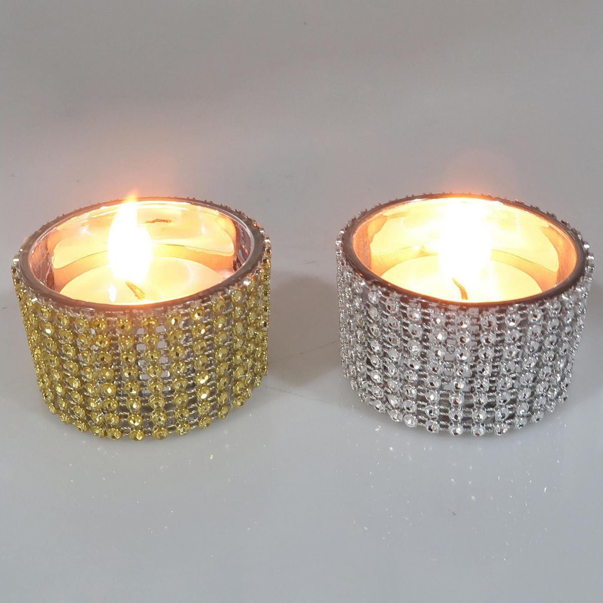 Porta Velas Diamante Dourado e Prata 3,3x5,5x5,5cm Dear Santa, marca Dear Santa - Foto 2