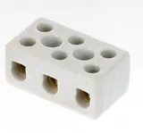 Conector em Porcelana 6mm 3 Polos Branco