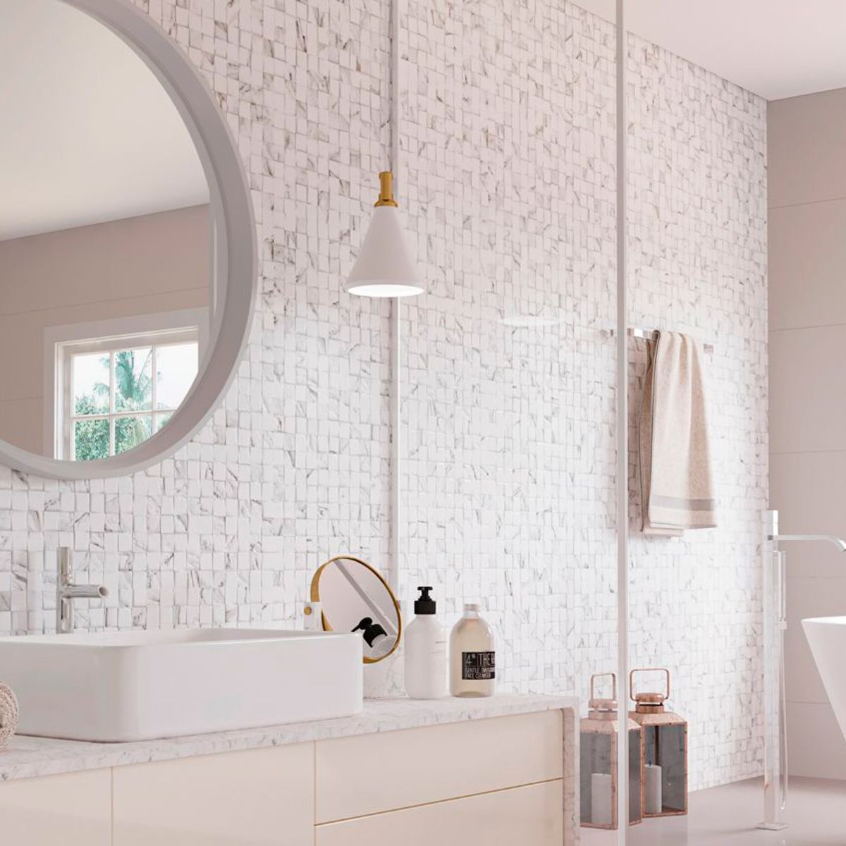 Revestimento Interno/Externo Branco Acetinado Retificado 45x90cm Quantum Carrara Biancogres Caixa 2m², marca Biancogres - Foto Principal