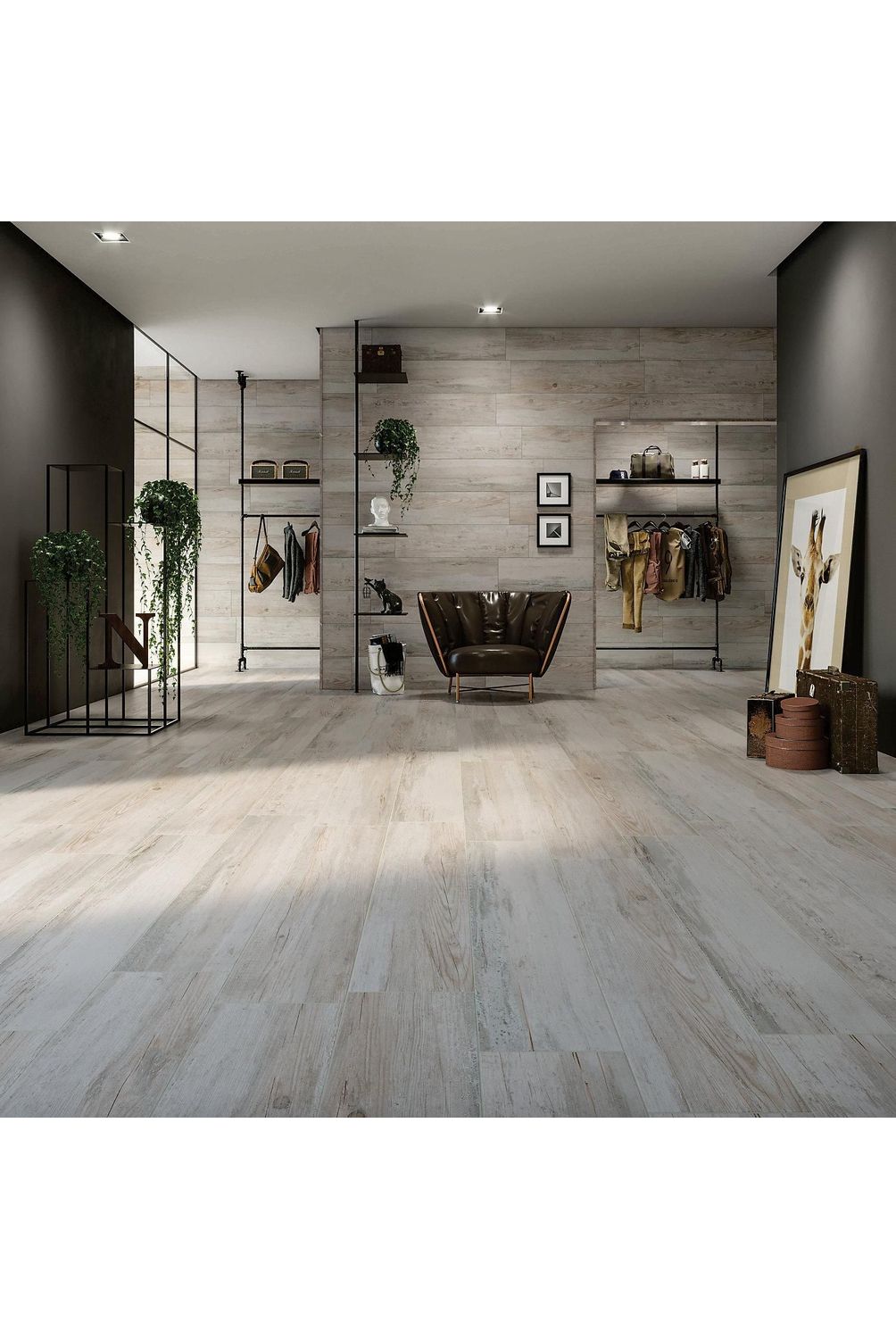 Piso Porcelanato Acetinado Retificado Cinza Interno 26x106cm