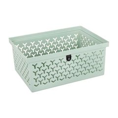 Cesto Plástico Organizador com Tampa Crippa 14 x 31 x 22,6 cm Menta