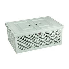Cesto Plástico Organizador com Tampa Crippa 18,2x45,3x32,5cm Menta Crippa