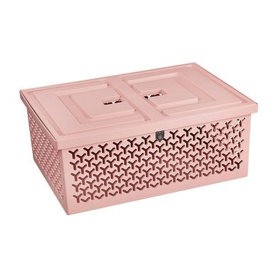 Cesto Plstico Organizador com Tampa Crippa G 18,2 x 42,5 x 32,7 cm Rosa