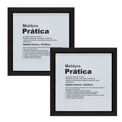 Kit 2 Molduras Pratika Remember 20x20cm Preto