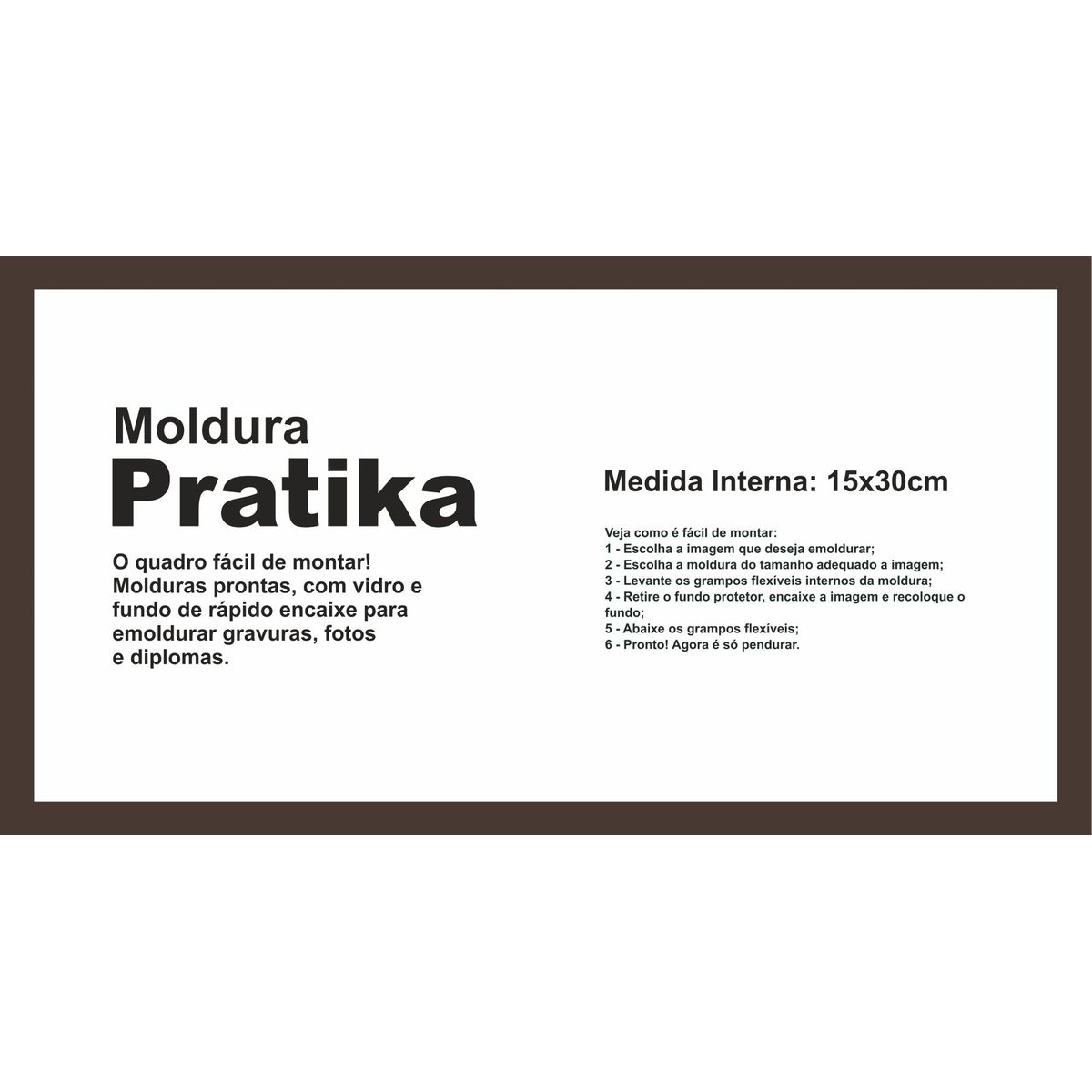 Moldura Pratika Remember 15x30cm Betume, marca Kapos - Foto Principal