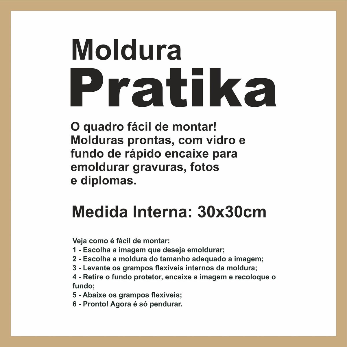 Moldura Pratika Remember 30x30cm Cerejeira, marca Kapos - Foto Principal