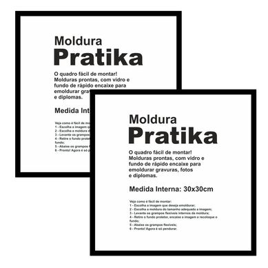 Kit 2 Molduras Pratika Remember 30x30cm Preto