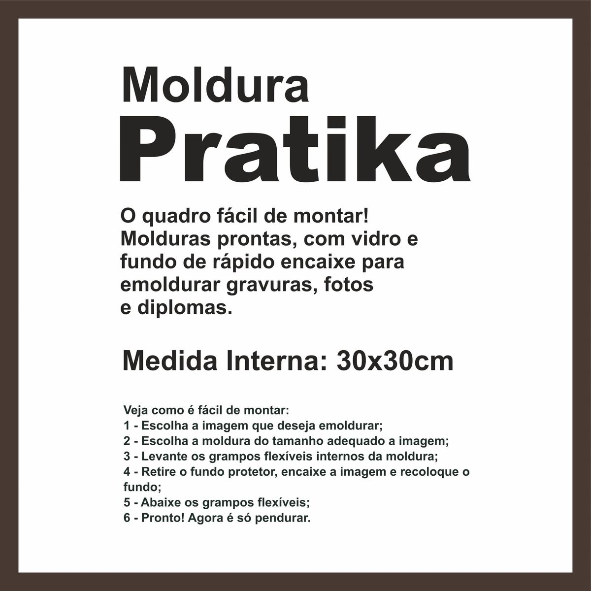 Moldura Pratika Remember 30x30cm Betume, marca Kapos - Foto Principal