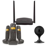 Kit Telefone sem Fio Intelbras TS2513+Câmera Wi-Fi Im3 Preto Intelbras+Roteador Wireles 301K 300Mbps