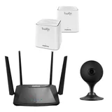 Kit 2 Roteadores Mesh Twibi Fast+Roteador Wireles RG 1200 Intelbras+Câmera Wi-Fi Im3 Preto Intelbras