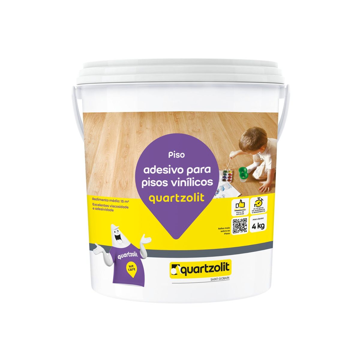 Adesivos Acrilico Pisos Vinilicos 4Kg, marca Quartzolit - Foto 2