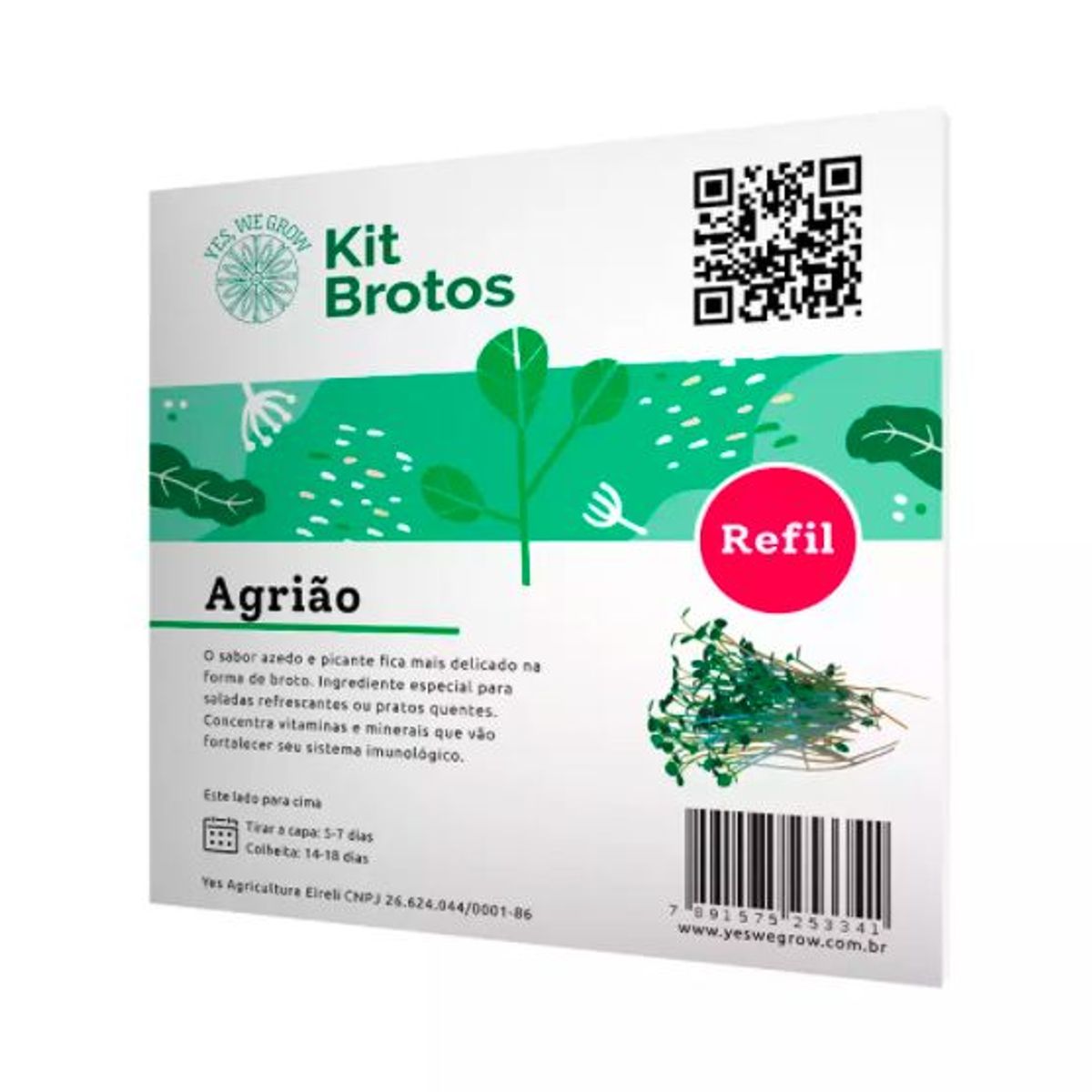 Refil Kit Brotos Agrião Yeswegrow, marca Yes We Grow - Foto Principal