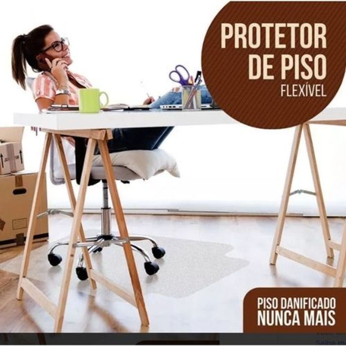 Pretetor de Piso Flexivel 85CM X 1,20M Transparente, marca Kapazi - Foto 2