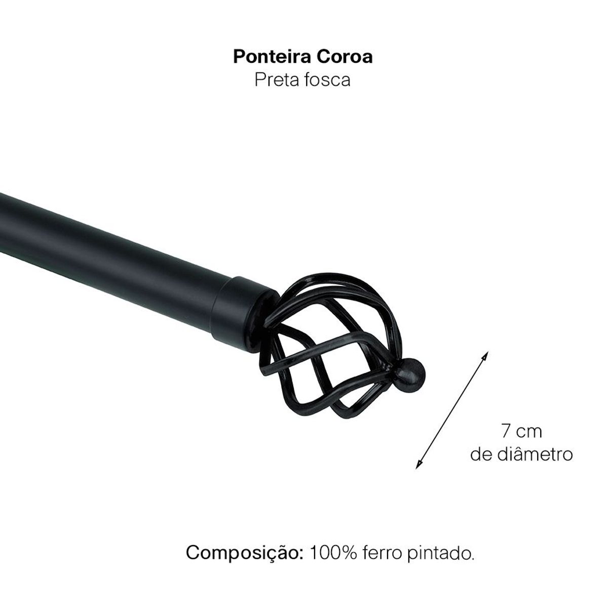 Kit de Varão Extensível Coroa 120 a 210cm 28mm Preto, marca Evolux - Foto 2