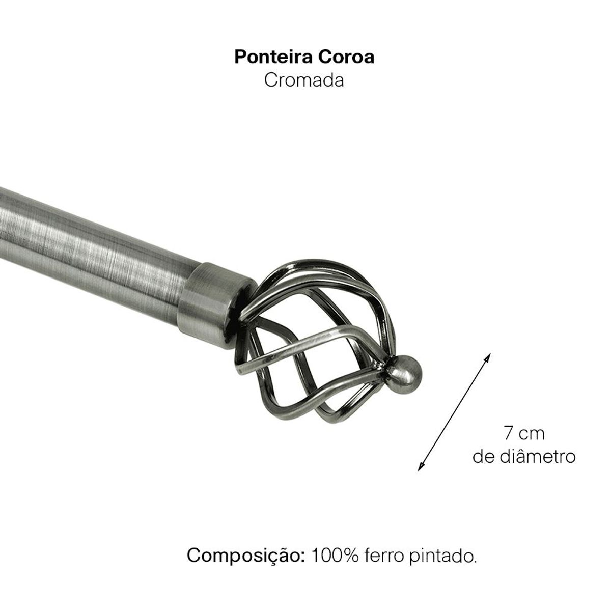 Kit de Varão Extensível Coroa 160 a 300cm 28mm Cromado, marca Evolux - Foto 2