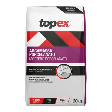 Argamassa Porcelanato Interno Cinza 20Kg Topex