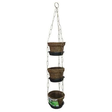 Kit Suspenso 3 Vasos de Fibra de Coco n5 com pratos e corrente