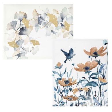 Kit 1 Quadro Canvas Pssaro 03 Homy + 1 Quadro Canvas Nature Homy