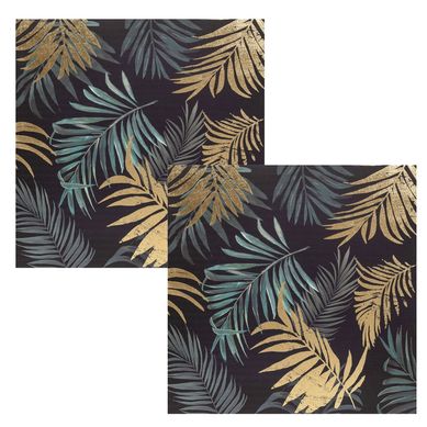 Kit 2 Quadros Canvas Folhas 60x60 cm Homy