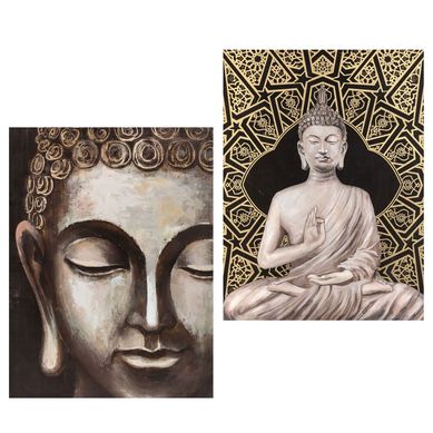 Kit 1 Quadro Canvas Perfil Homy + 1 Quadro Canvas Buda Homy