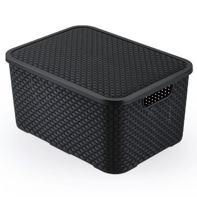 Mini Caixa Rattan Preta 7 Litros