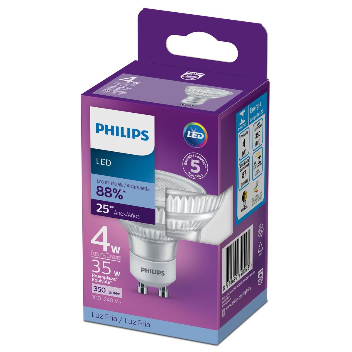 Lâmpada Dicroica Led Gu10 4W 350lm Branco Frio Philips, marca Philips - Foto 2
