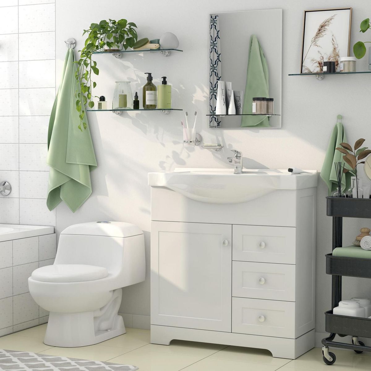 Gabinete para Banheiro com Cuba Napoles 80cm Branco Sensi, marca Sensi Dacqua - Foto 2