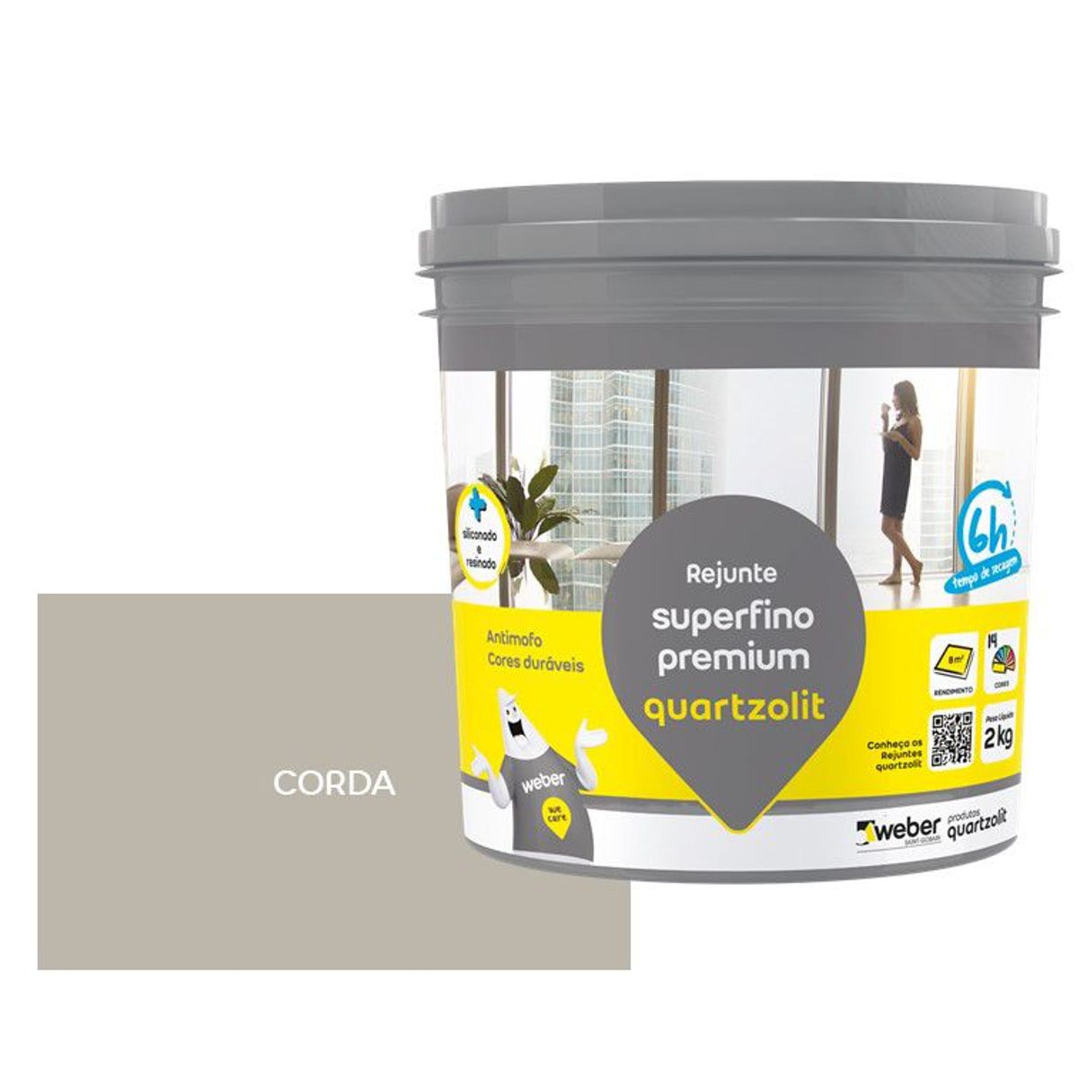 Rejunte Superfino Premium Corda Pt 2Kg Quartzolit, marca Quartzolit - Foto Principal