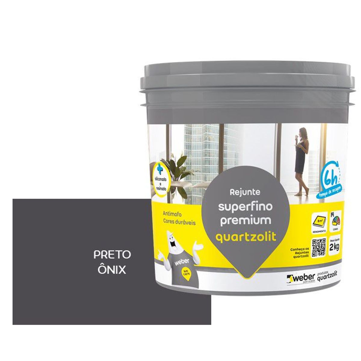 Rejunte Superfino Premium Preto Onix Pt 2Kg Quartzolit, marca Quartzolit - Foto Principal