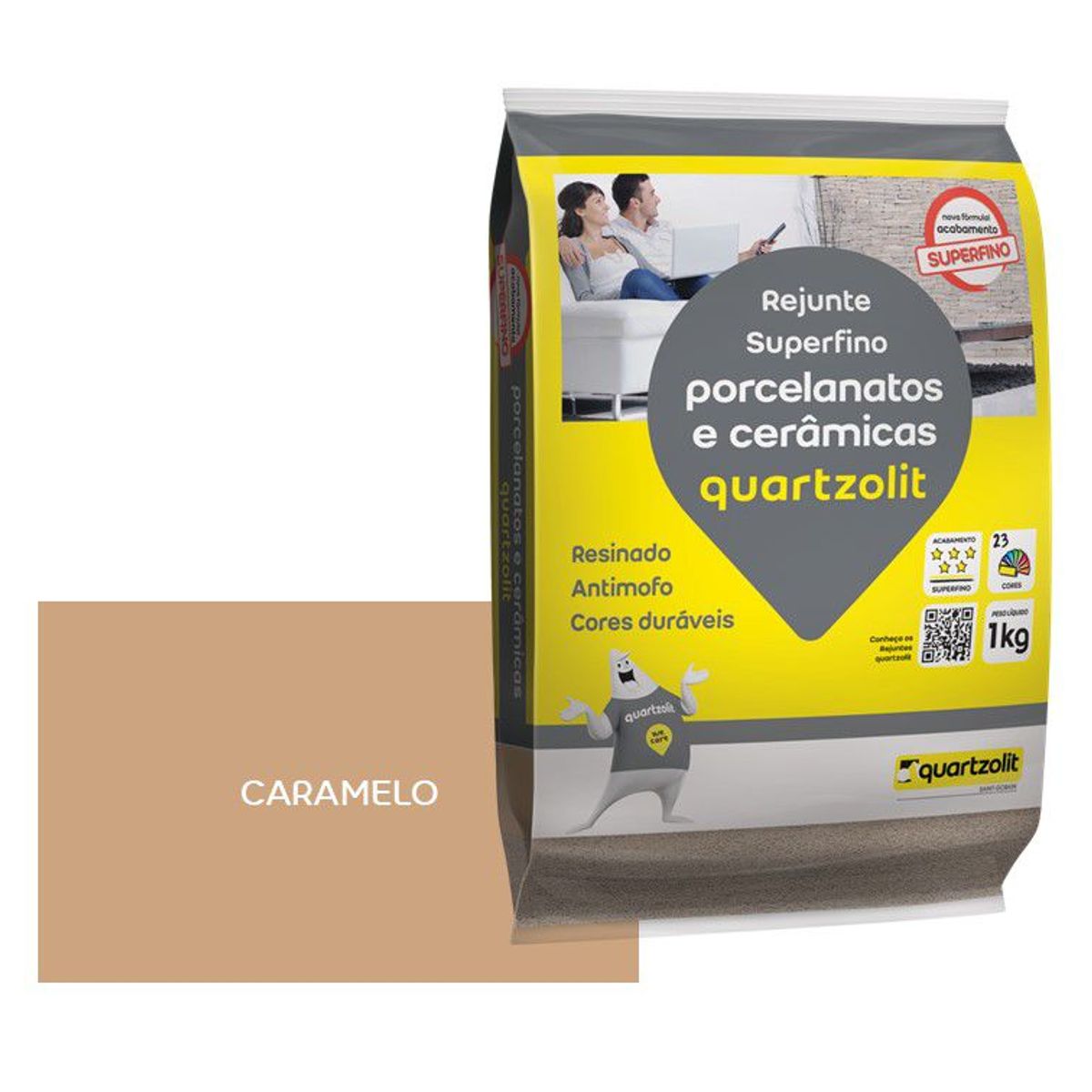 Rejunte para Porcelanatos e Cerâmicas Caramelo 5kg Quartzolit, marca Quartzolit - Foto Principal