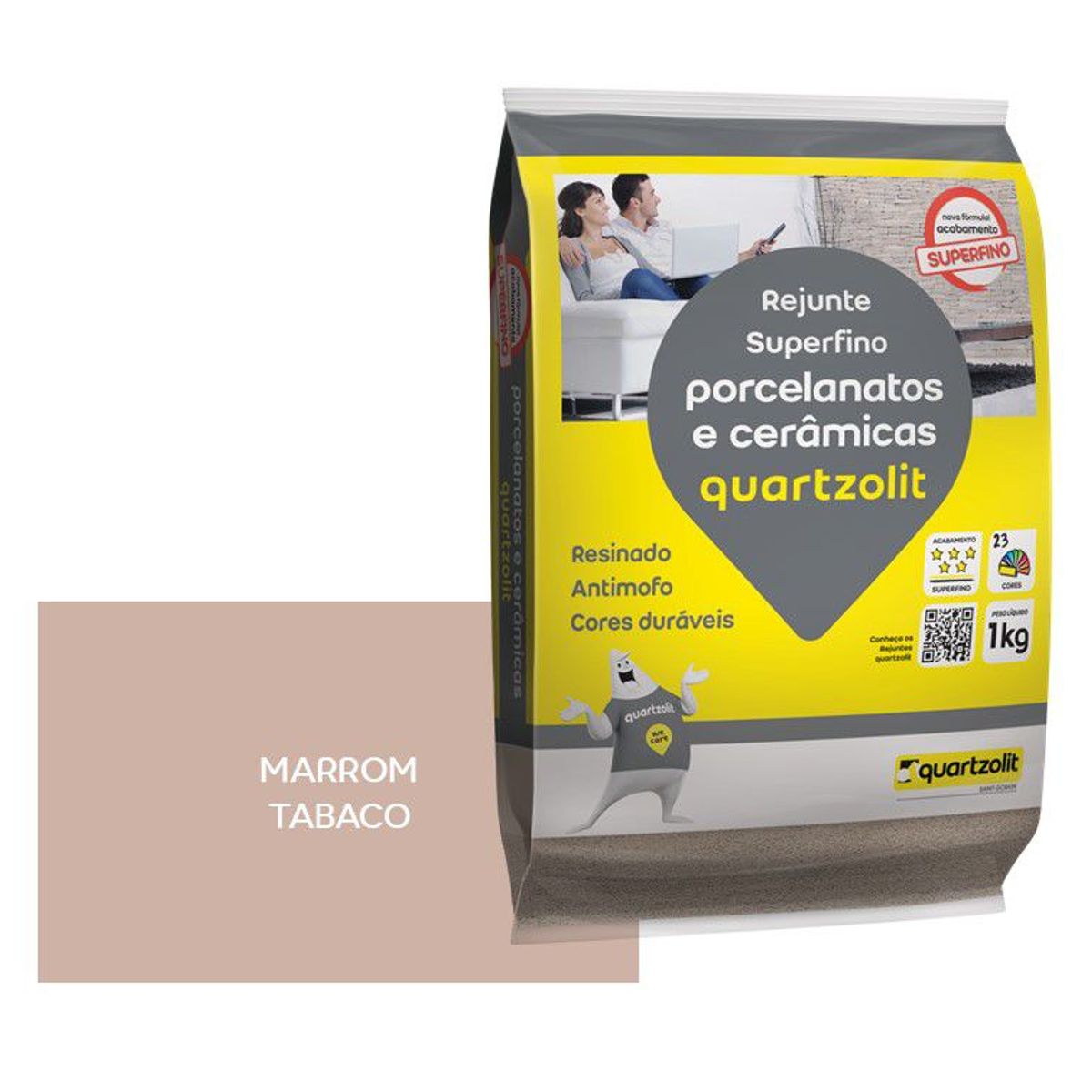 Rejunte para Porcelanatos e Cerâmicas Marrom Tabaco 5kg Quartzolit, marca Quartzolit - Foto Principal