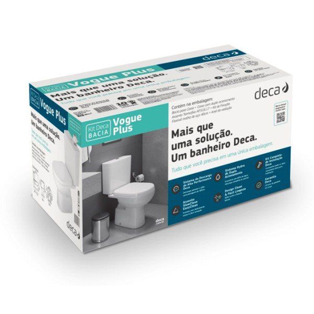 Kit Completo de Bacia com Caixa Acoplada Vogue Plus Branco Deca, marca Deca - Foto 2