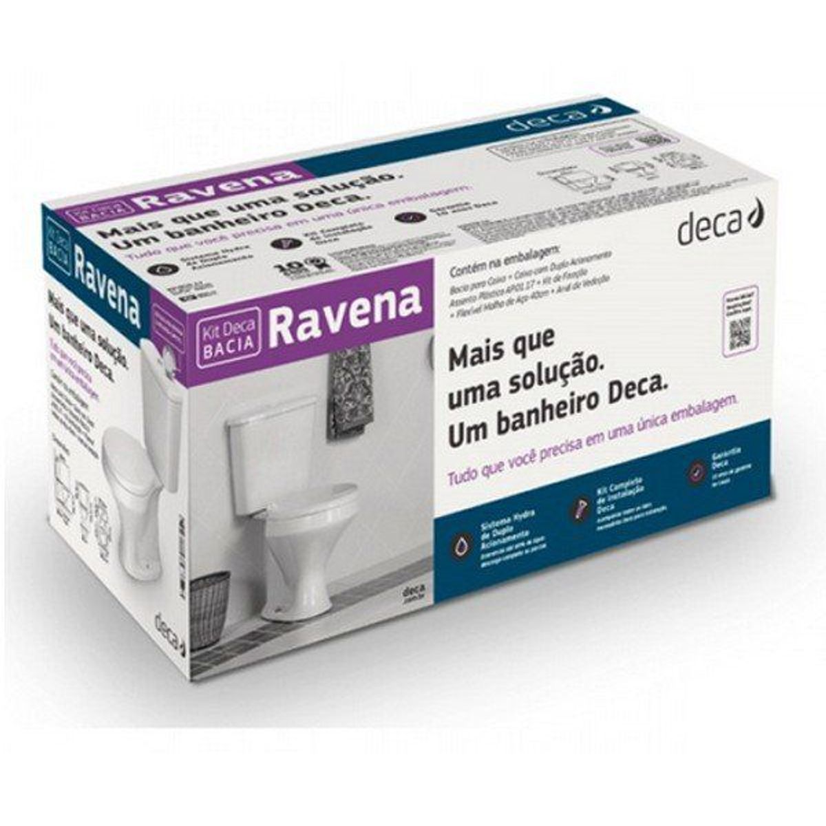 Kit Completo de Bacia com Caixa Acoplada Ravena Branco Deca, marca Deca - Foto 2