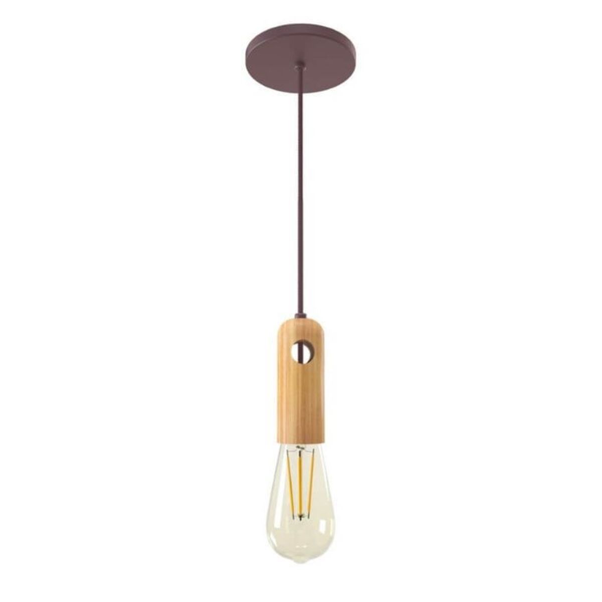 Pendente Eureka 1Xe27 Marrom, marca ORLUCE - Foto Principal
