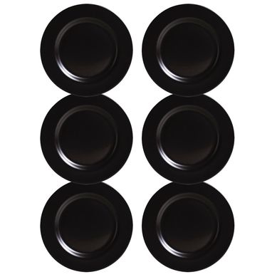 Combo Prato Sobremesa Preto Acetinado com 6 Unidades