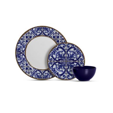Aparelho Jantar 12 Peas Coimbra Com Bowl Azul